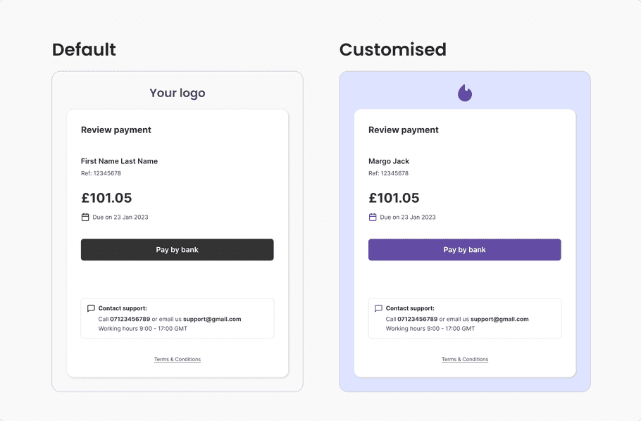 Pay By Link landing screen